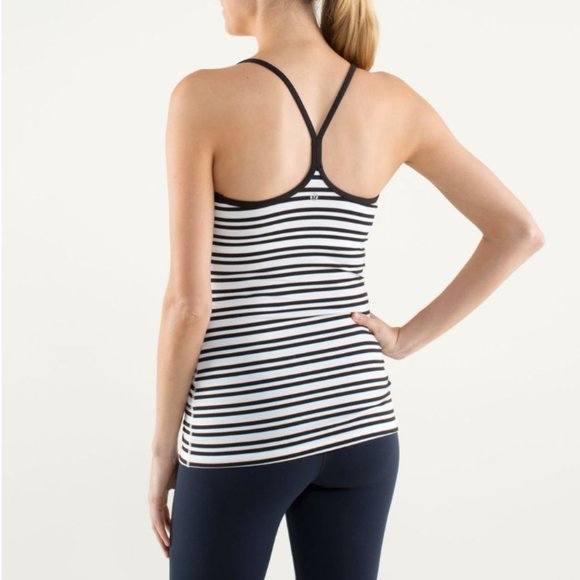 Lululemon Power Y Tank *Luon Light Twin Stripe Black/Black 4 - Picture 2 of 16